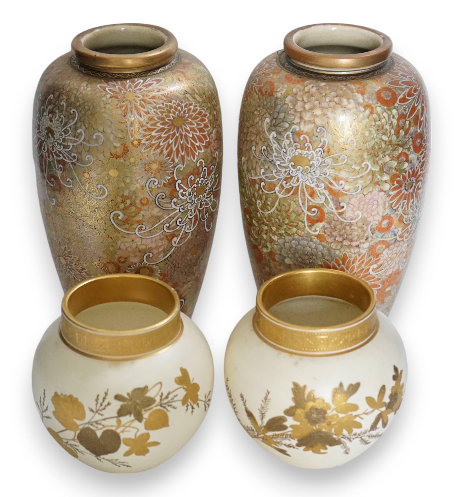 A pair of late Satsuma baluster vases